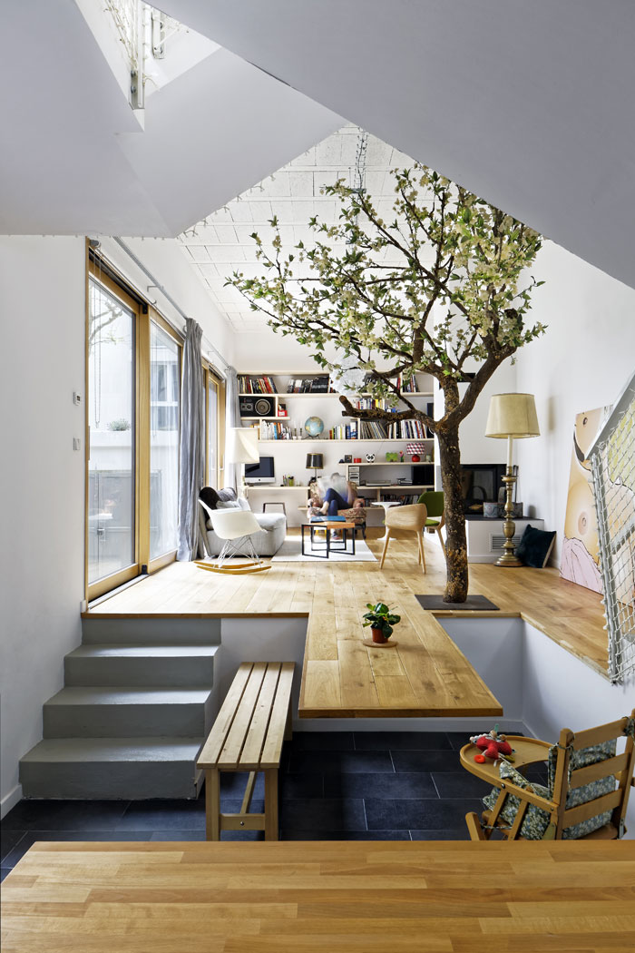 Plus belles maisons de paris : projet de Hardel + LeBihan Architectes vue du salon